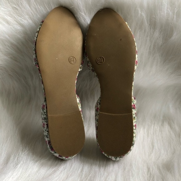 So Shoes Women’s Size 8.5 M Open‎ Toe Rose Floral Print Slip On Flats - Picture 6 of 8